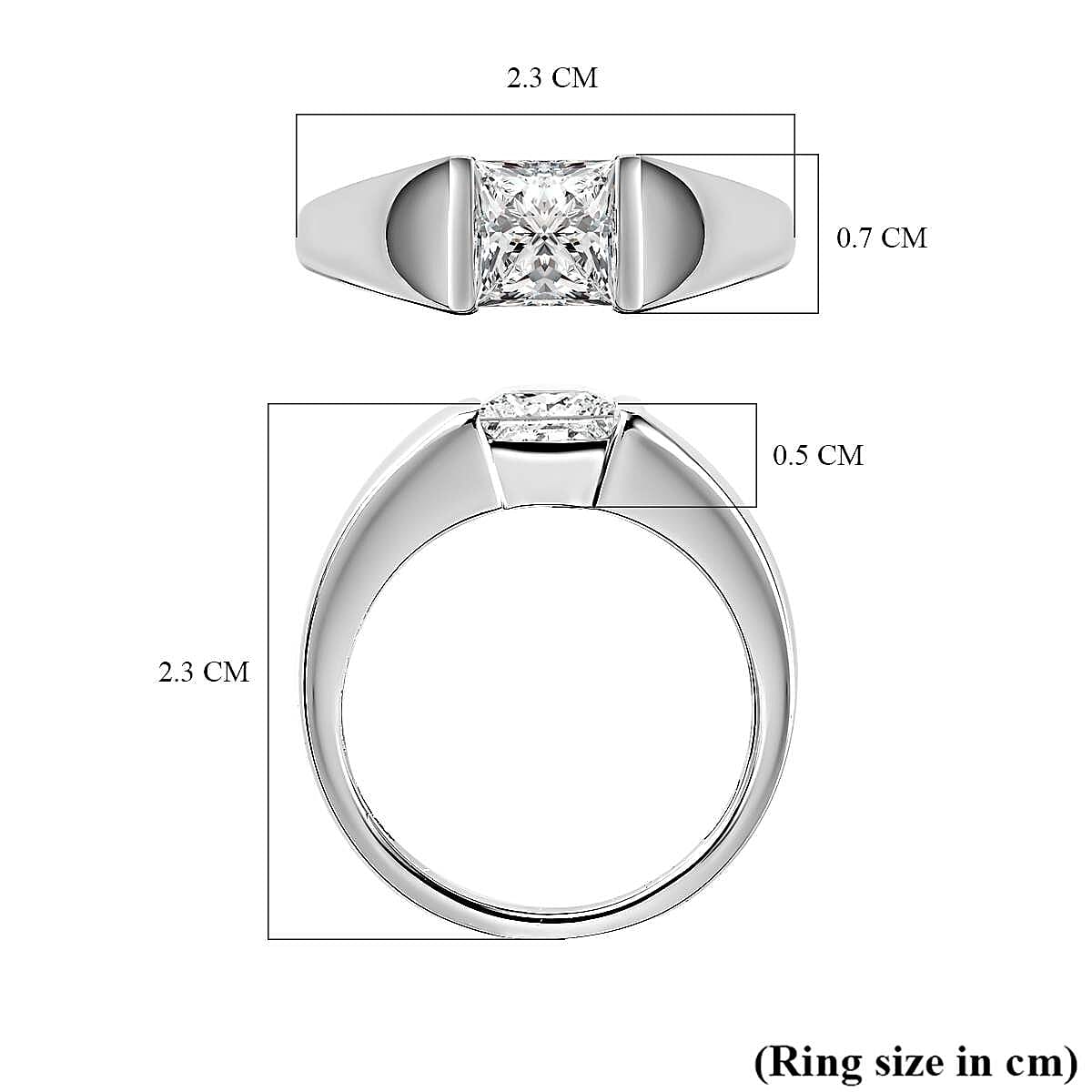 D'Joy Moissanite Solitaire Ring in Sterling Silver 1.15 Ct