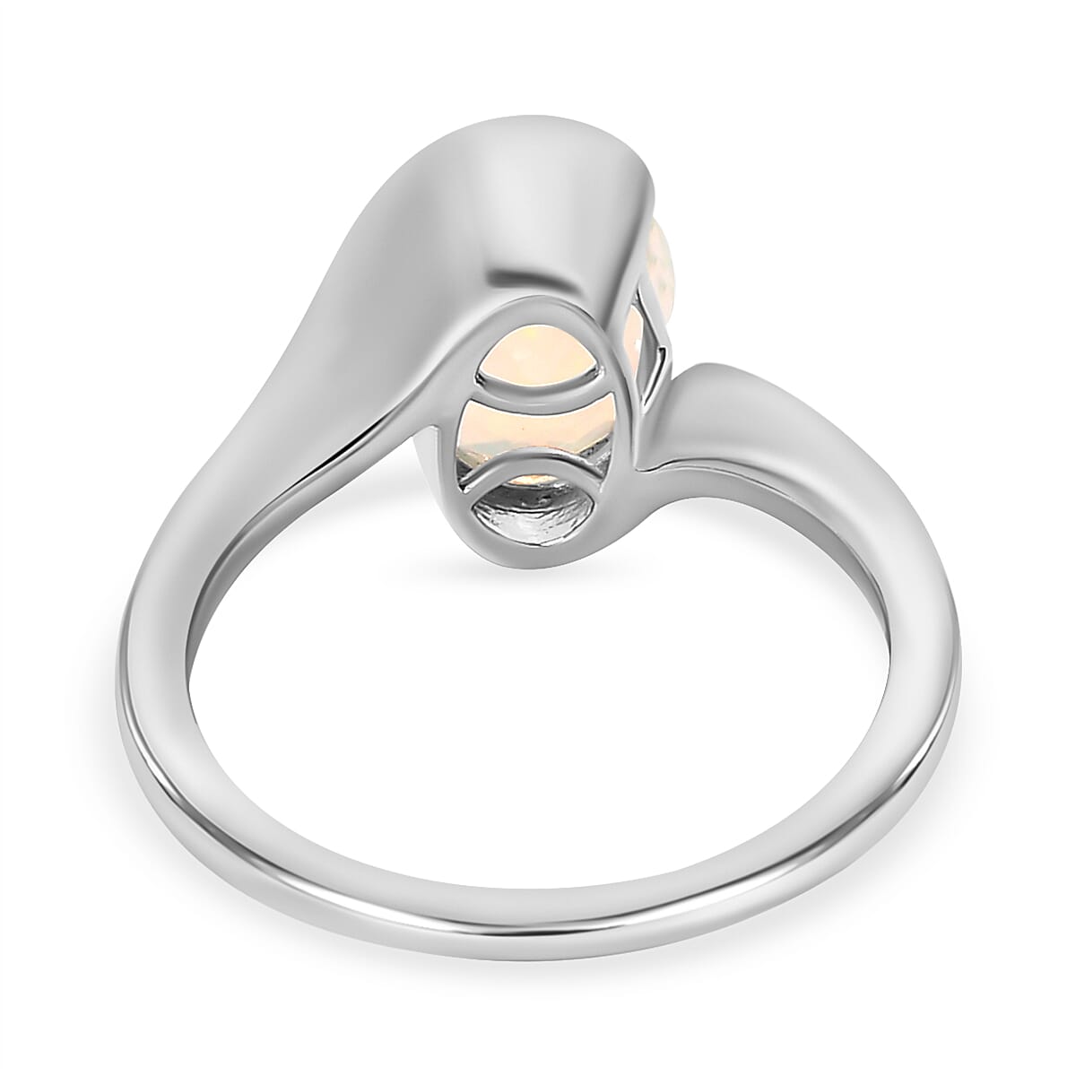 Ethiopian Welo Opal Bypass Solitaire Ring in Platinum Overlay Sterling Silver 1.096 Ct.