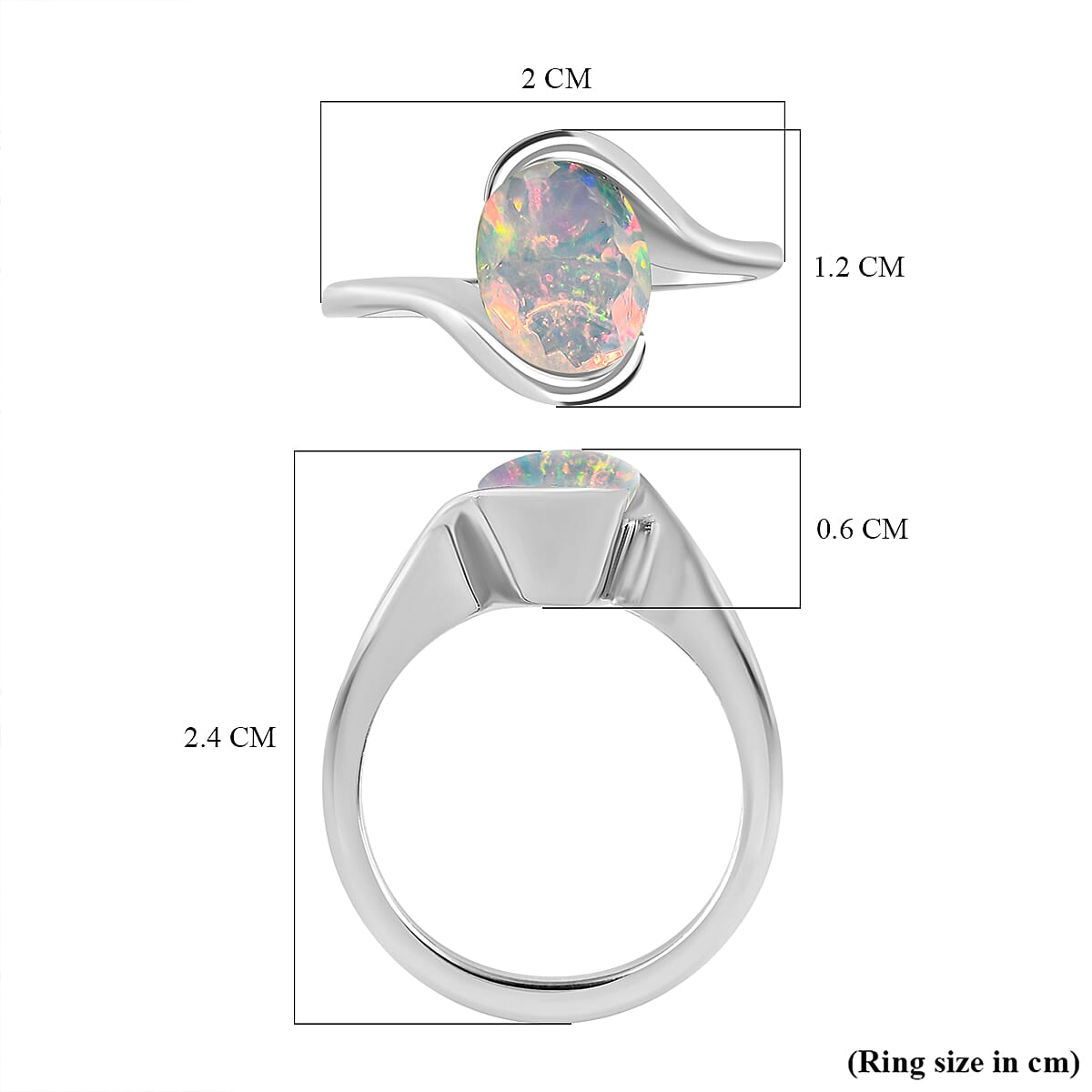 Ethiopian Welo Opal Bypass Solitaire Ring in Platinum Overlay Sterling Silver 1.096 Ct.