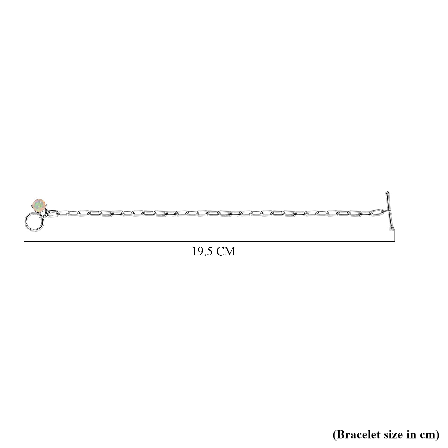 Ethiopian Welo Opal Paperclip Bracelet (Size - 7.5) with T Bar Clasp in Platinum Overlay Sterling Silver