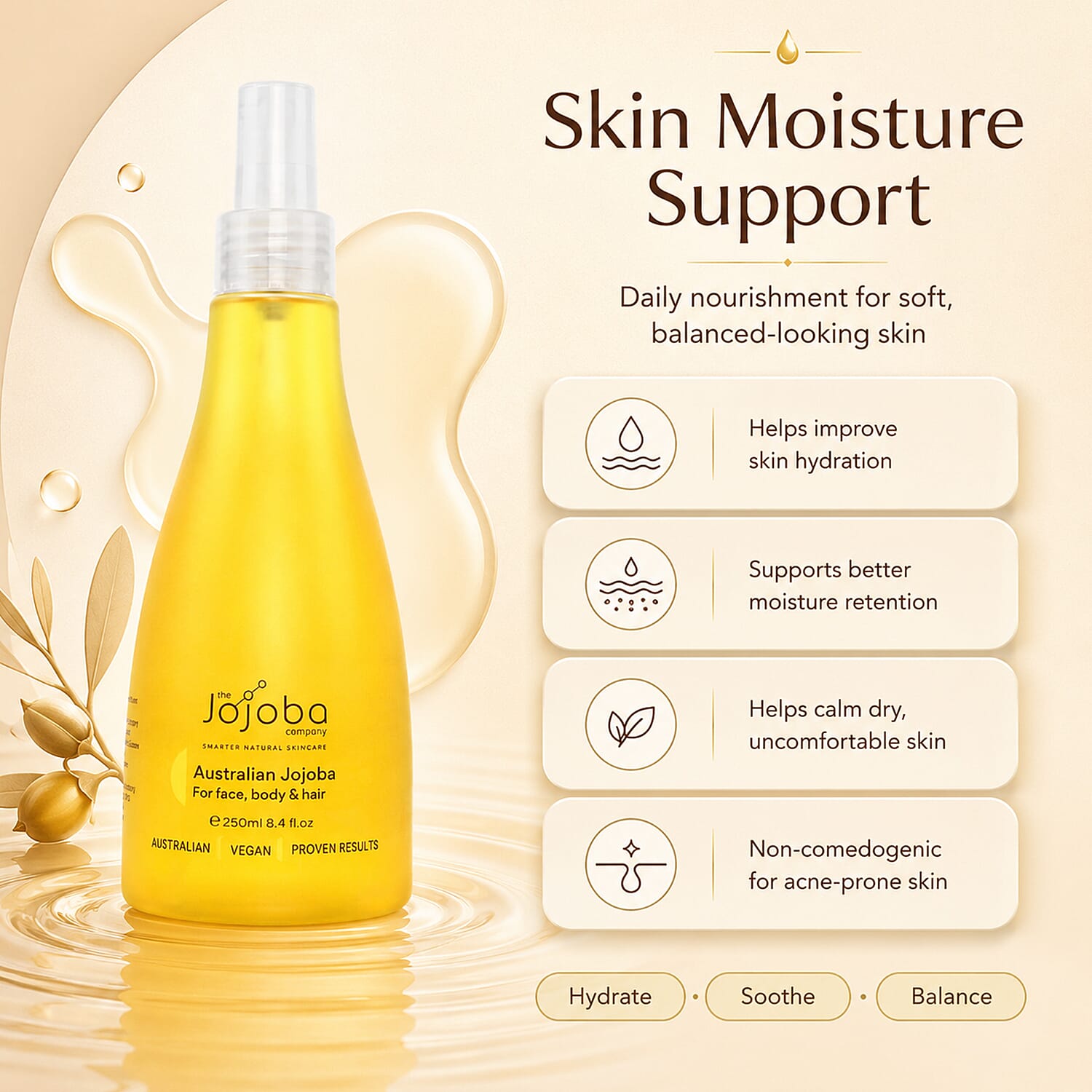 The Jojoba Company - Jojoba Wadi Wadi Wax Ester - 250ml - EXCLUSIVE SIZE - VEGAN FRIENDLY