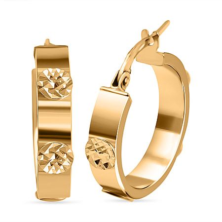 Maestro Collection - 9K Yellow Gold Sparkle Station Hoop Earrings