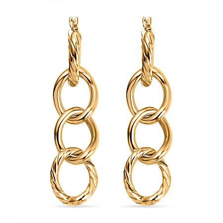 Maestro Collection - 9K Yellow Gold Textured Curb Link Earrings