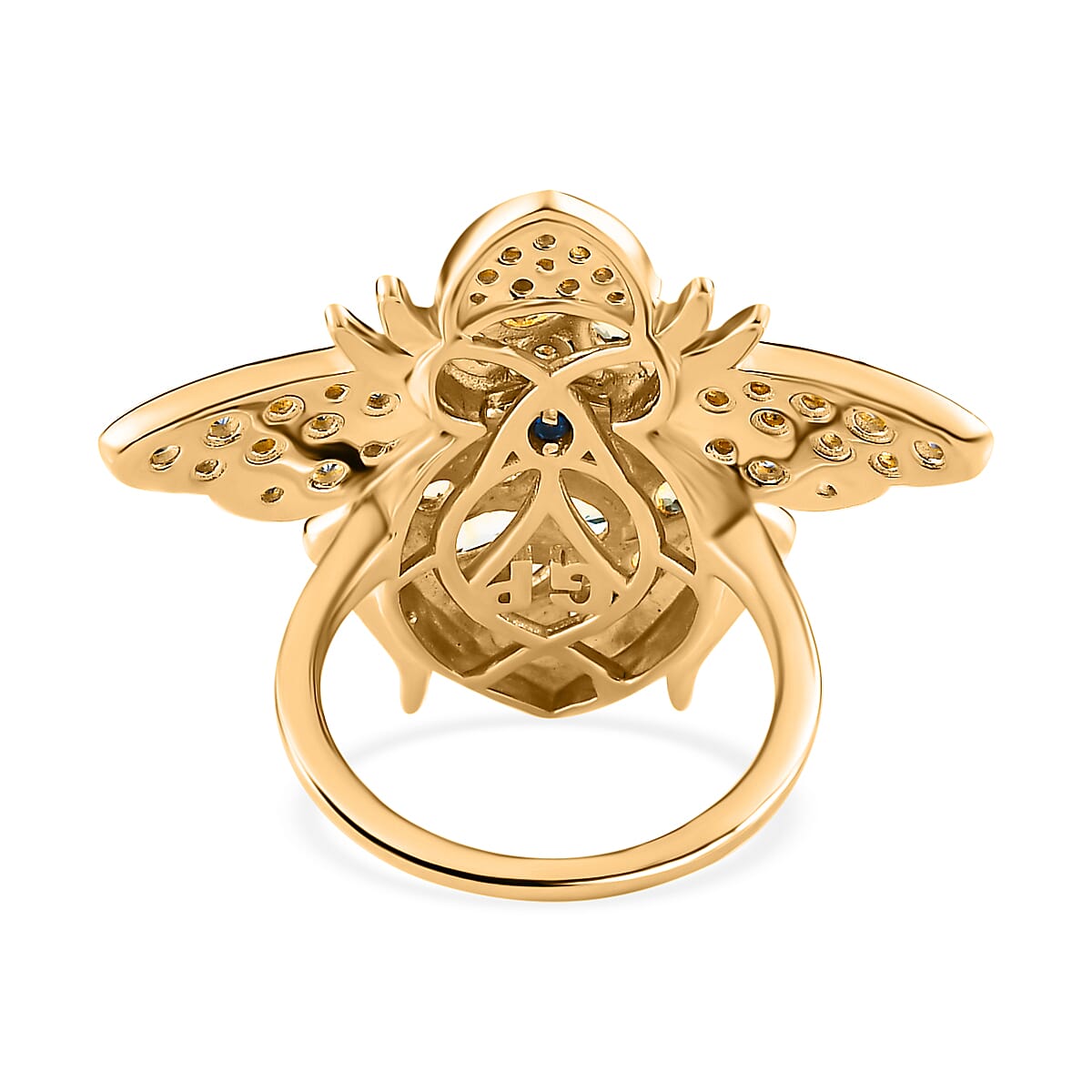 GP- Italian Garden Collection - Citrine & Natural Zircon Bee Ring in 18K Yellow Gold Vermeil Plated Sterling Silver 3.12 Ct, Silver Wt. 7.6 Gms.