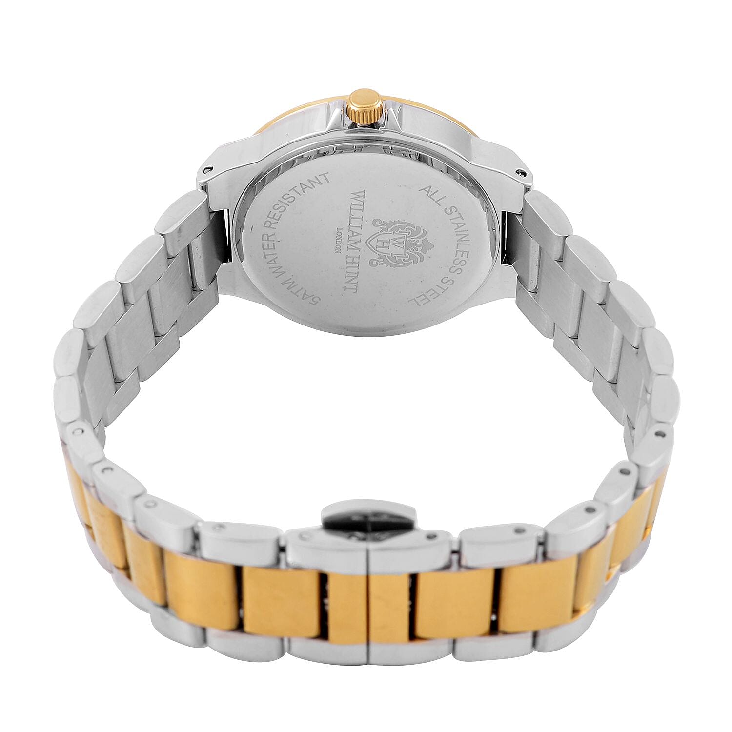William Hunt Miyota Moissanite Studded Green Dial Water Resistant Watch with Two-Tone Chain Strap William Hunt Miyota Moissanite Studded Green Dial Water Resistant Watch with Two-Tone Chain Strap