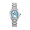 William Hunt Miyota Japanese Movement Moissanite Studded Blue Dial Water Resistant Watch with Silver Chain Strap