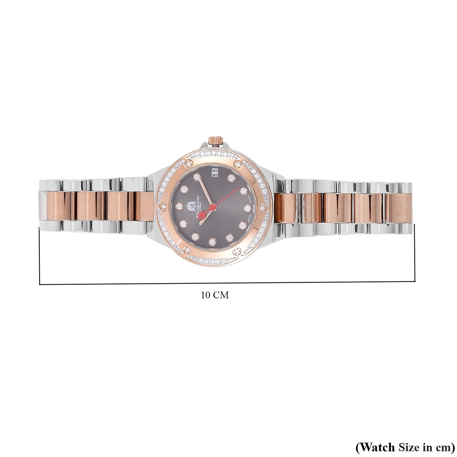 William Hunt Miyota Moissanite Studded Black Dial Water Resistant Watch with Two-Tone Chain Strap William Hunt Miyota Moissanite Studded Black Dial Water Resistant Watch with Two-Tone Chain Strap
