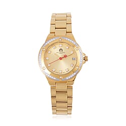 William Hunt Miyota Japanese Movement Moissanite Studded Blue Dial Water Resistant Watch with Silver Chain Strap