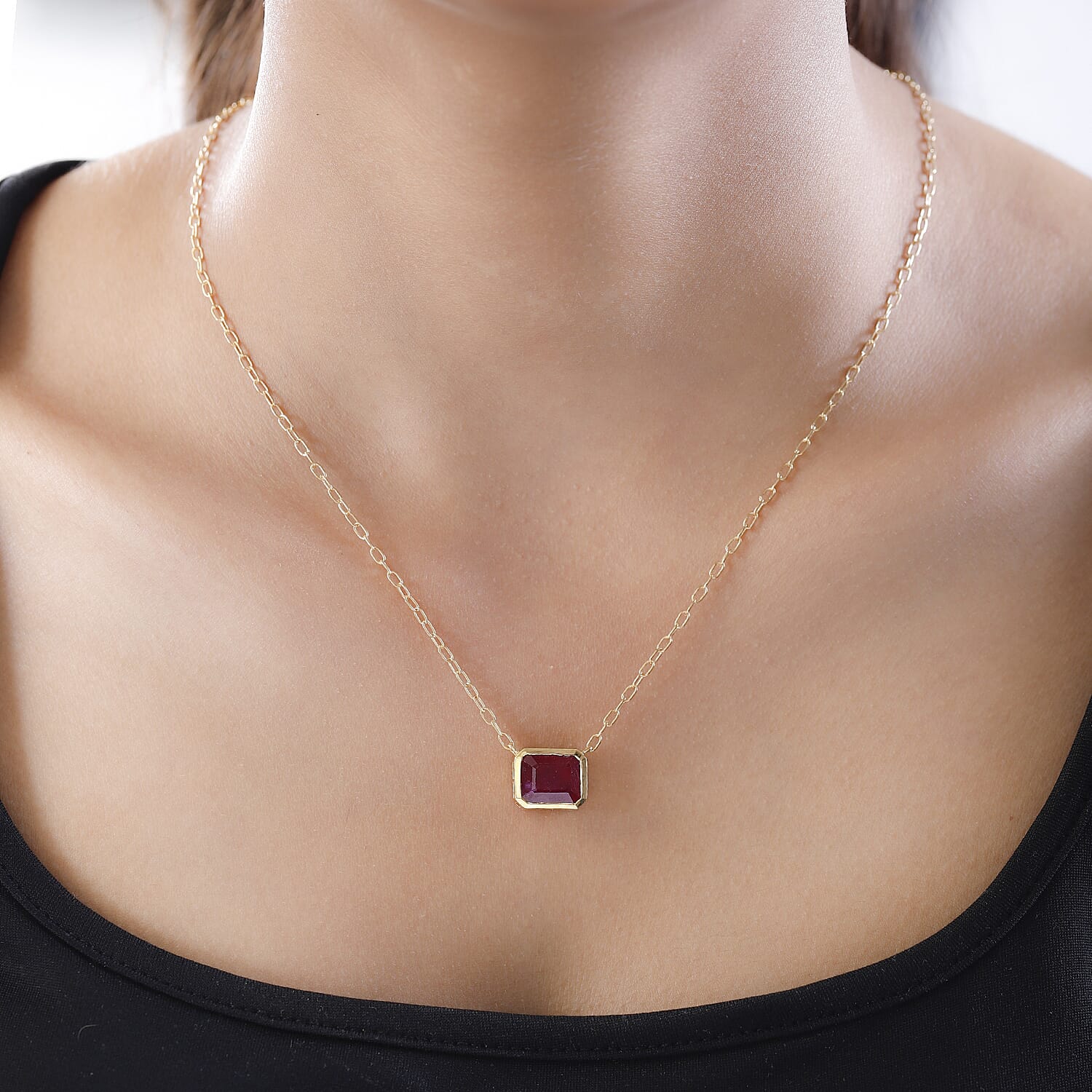 African Ruby Necklace (Size - 20) in 18K Yellow Gold Vermeil Plated Sterling Silver 6.98 Ct.