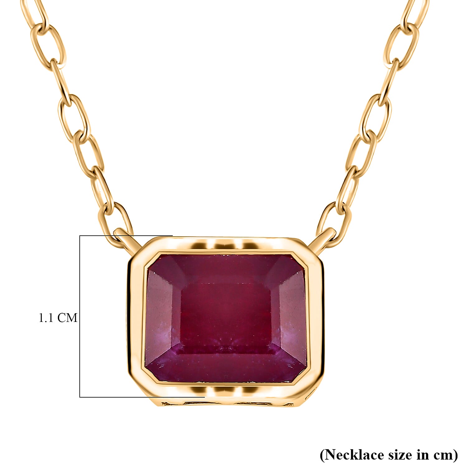 African Ruby Necklace (Size - 20) in 18K Yellow Gold Vermeil Plated Sterling Silver 6.98 Ct.