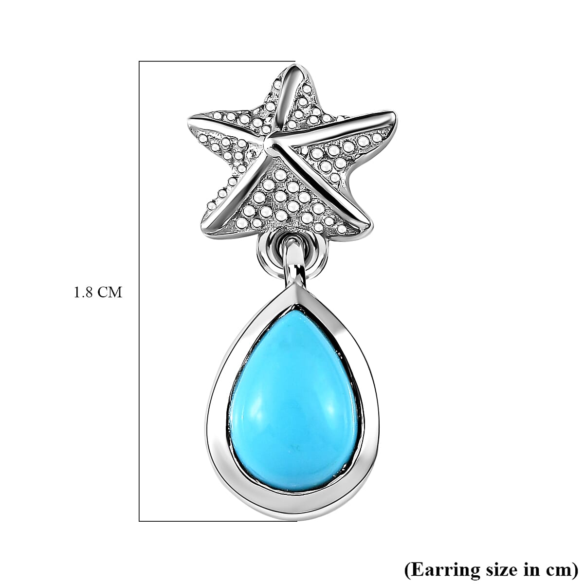 Arizona Sleeping Beauty Turquoise Earrings (with Push Back) in Platinum Overlay Sterling Silver 1.28 Ct.