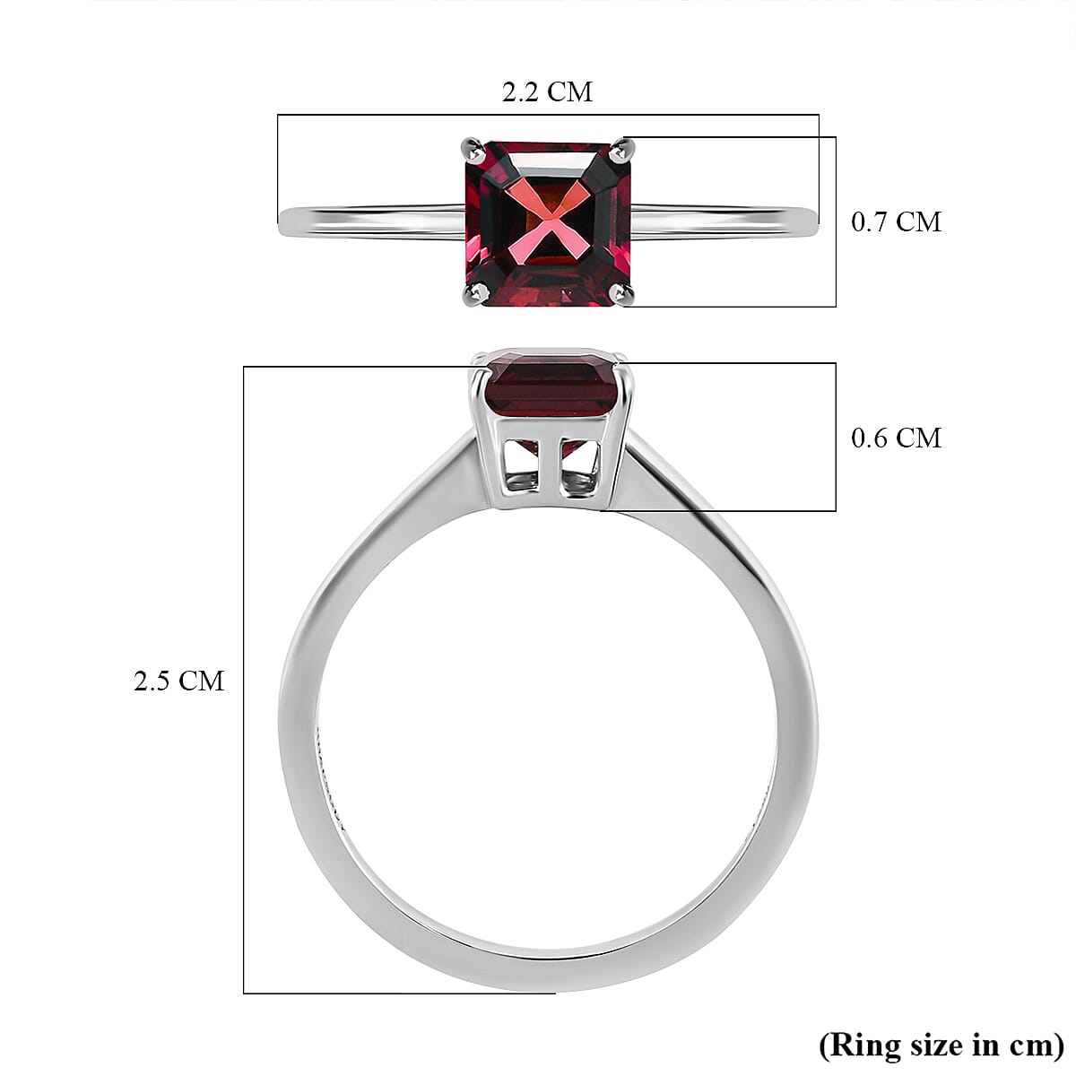 RHAPSODY 950 Platinum AAAA Ibadan Rubellite (Asscher Cut) Solitaire Ring 1.20 Ct.