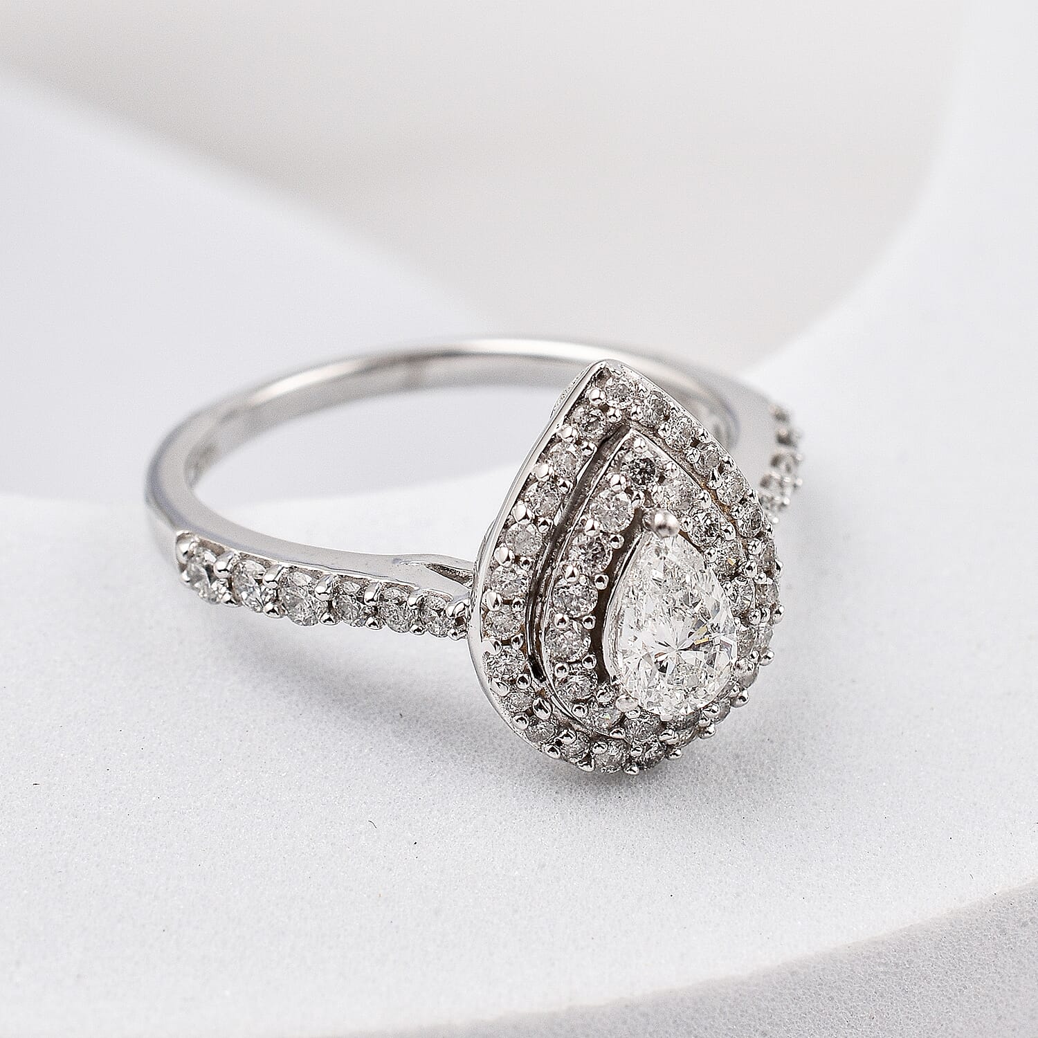 14K White Gold Diamond (GH,I1-SI) Ring 0.75 Ct.