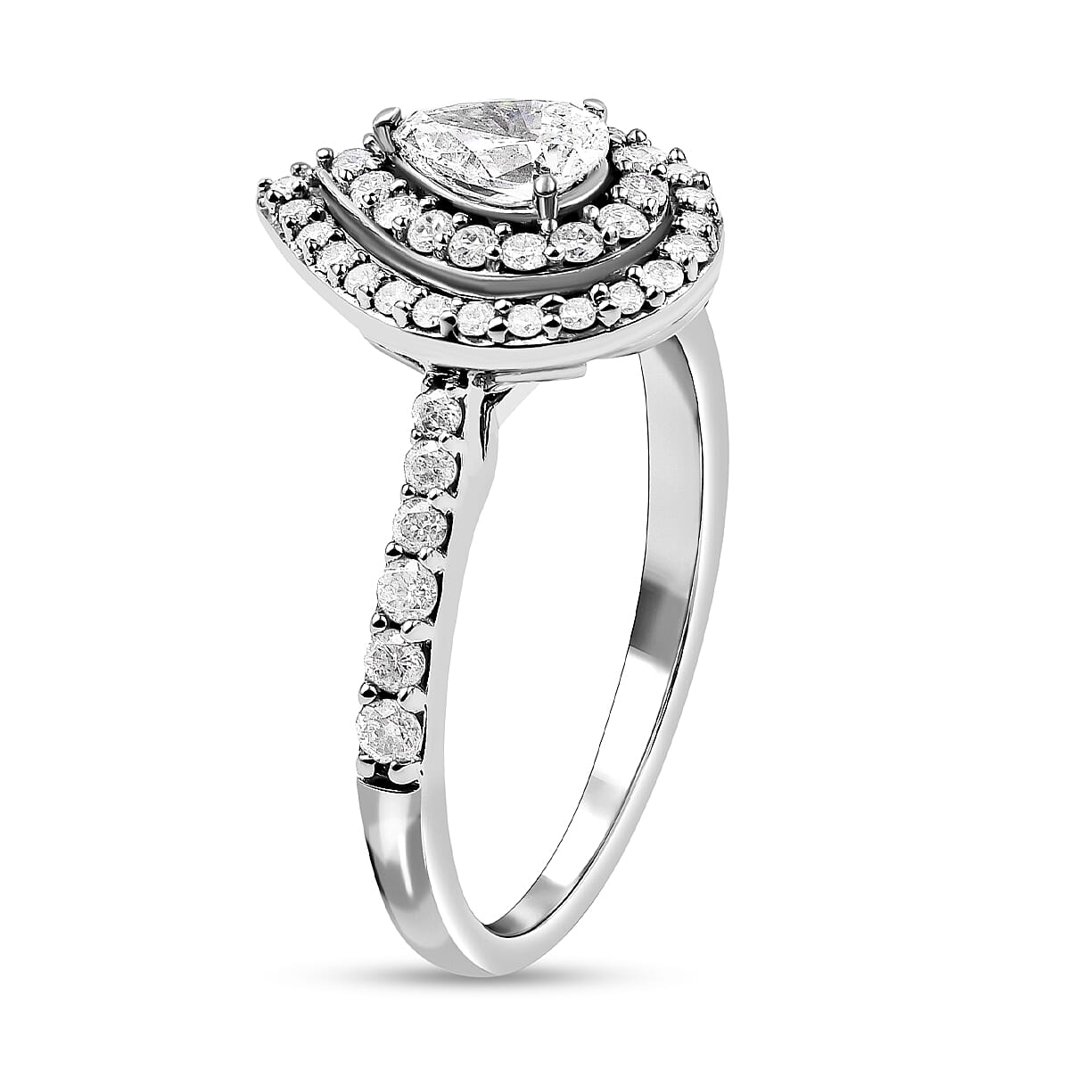 14K White Gold Diamond (GH,I1-SI) Ring 0.75 Ct.