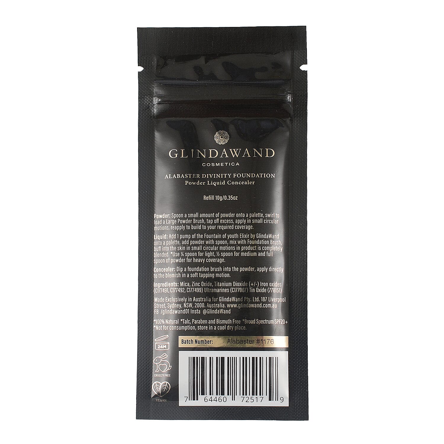 GlindaWand- DIVINITY Foundation Refill Pouch - Alabaster (10g)