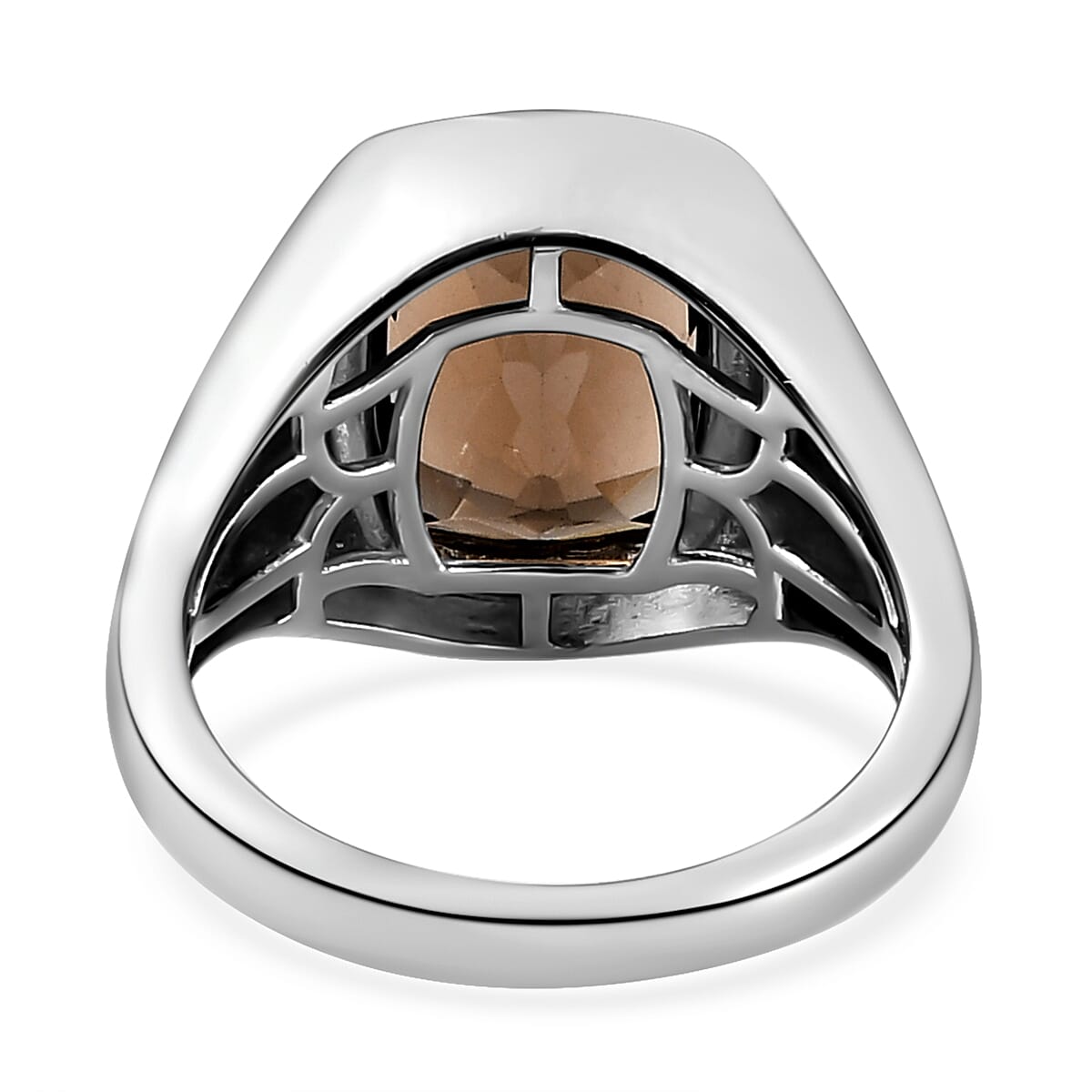 Smoky Quartz Mens Ring in Yellow Gold Tone