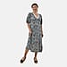 Tamsy Print Lace Trim 100% Viscose Dress (Size 116x96 ) - Blue and White
