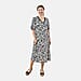 Tamsy Print Lace Trim 100% Viscose Dress (Size 116x96 ) - Blue and White