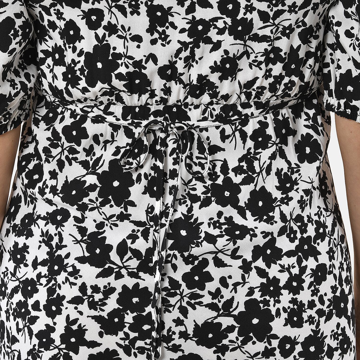 Tamsy Print Lace Trim 100% Viscose Dress (Size 116x96 ) - Blue and White