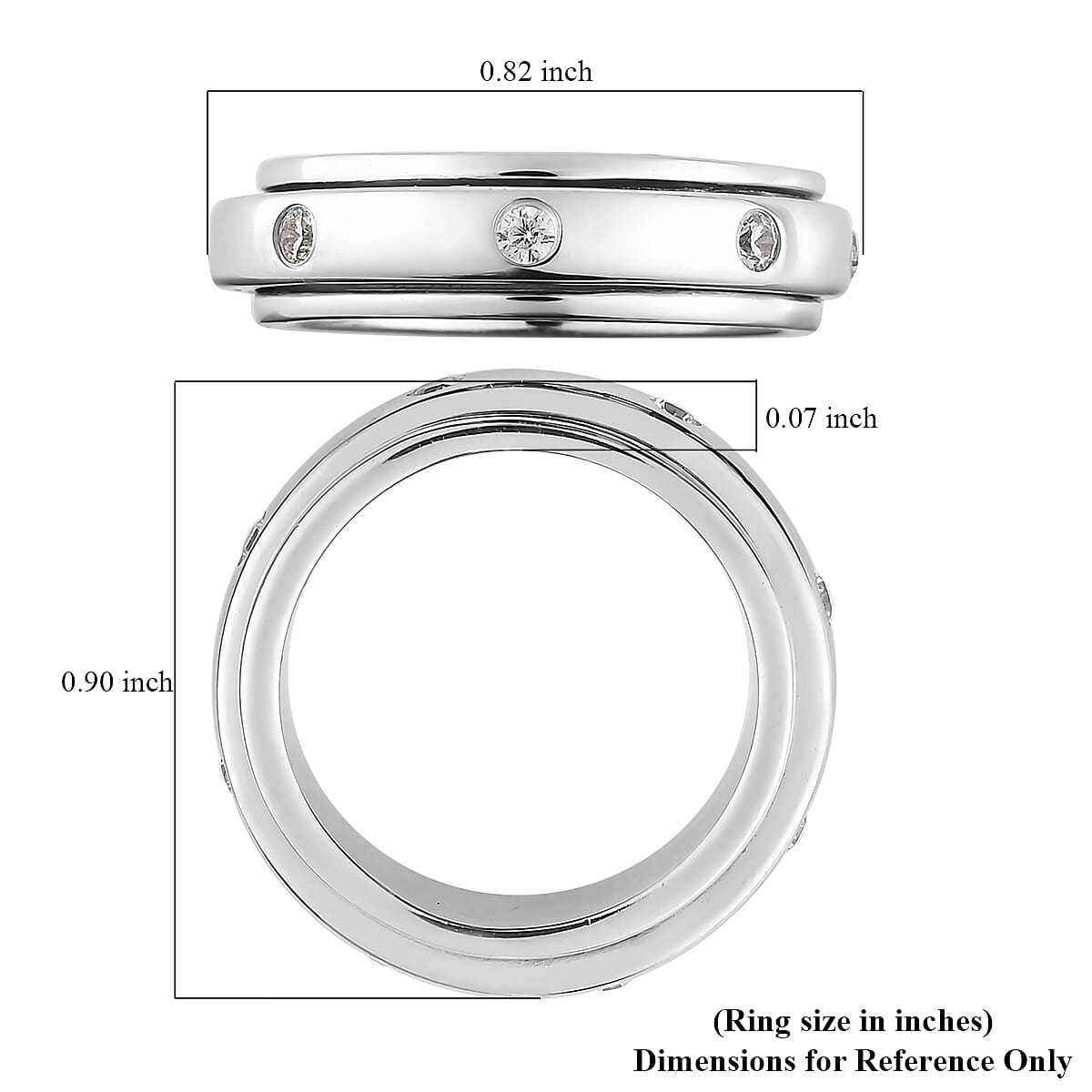 Simulated Diamond Band Ring in Platinum Overlay Sterling Silver