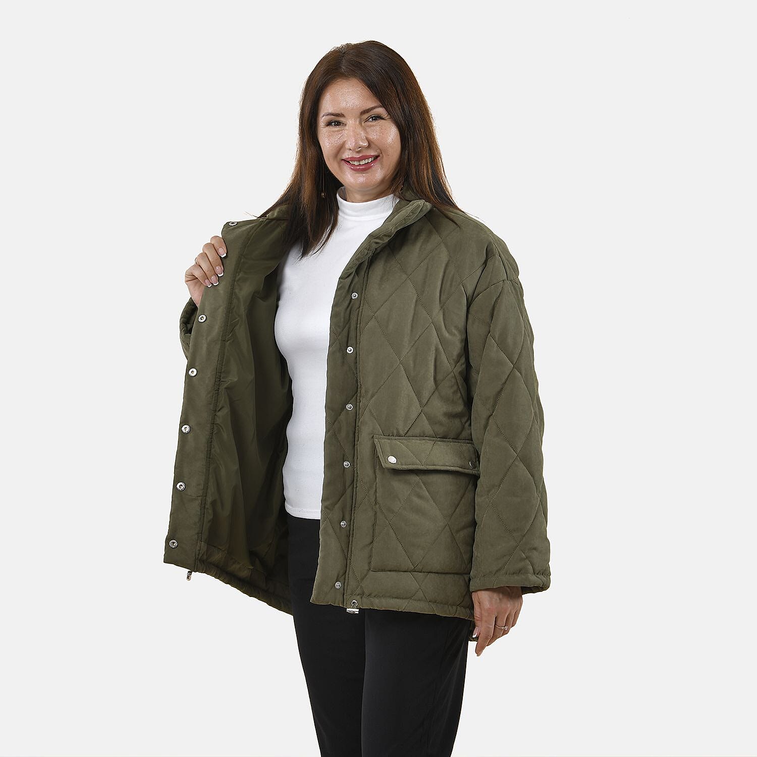 Tamsy Padded Coat with Two Pockets (Size M,12-14) - Green