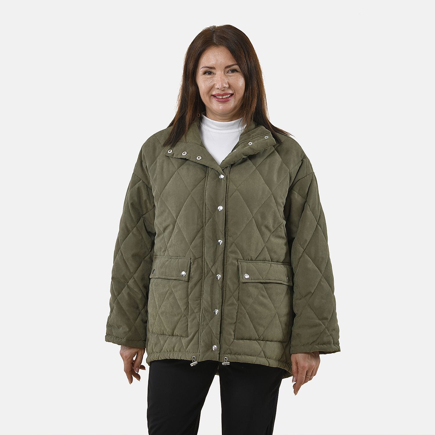 Tamsy Padded Coat with Two Pockets (Size M,12-14) - Green