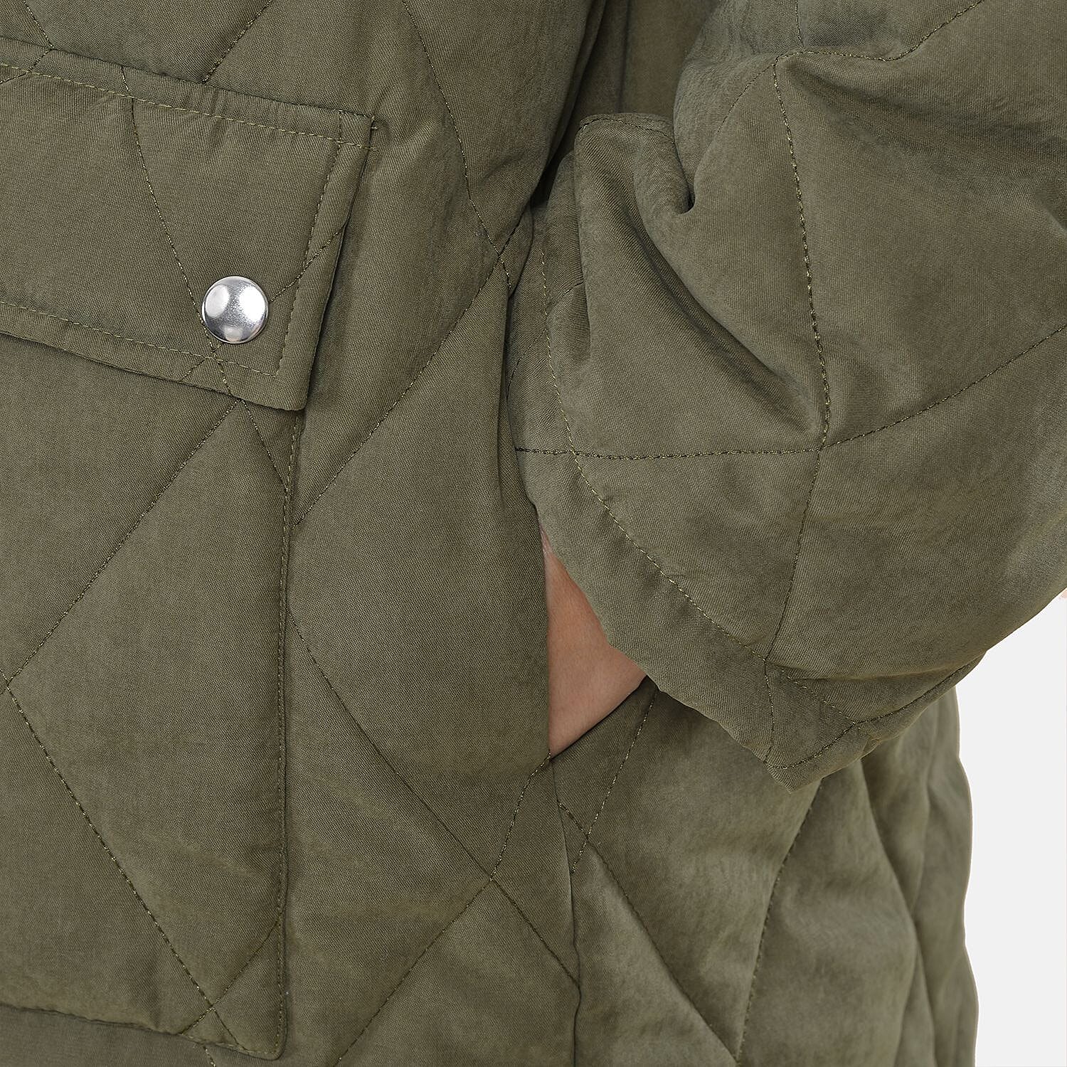 Tamsy Padded Coat with Two Pockets (Size M,12-14) - Green