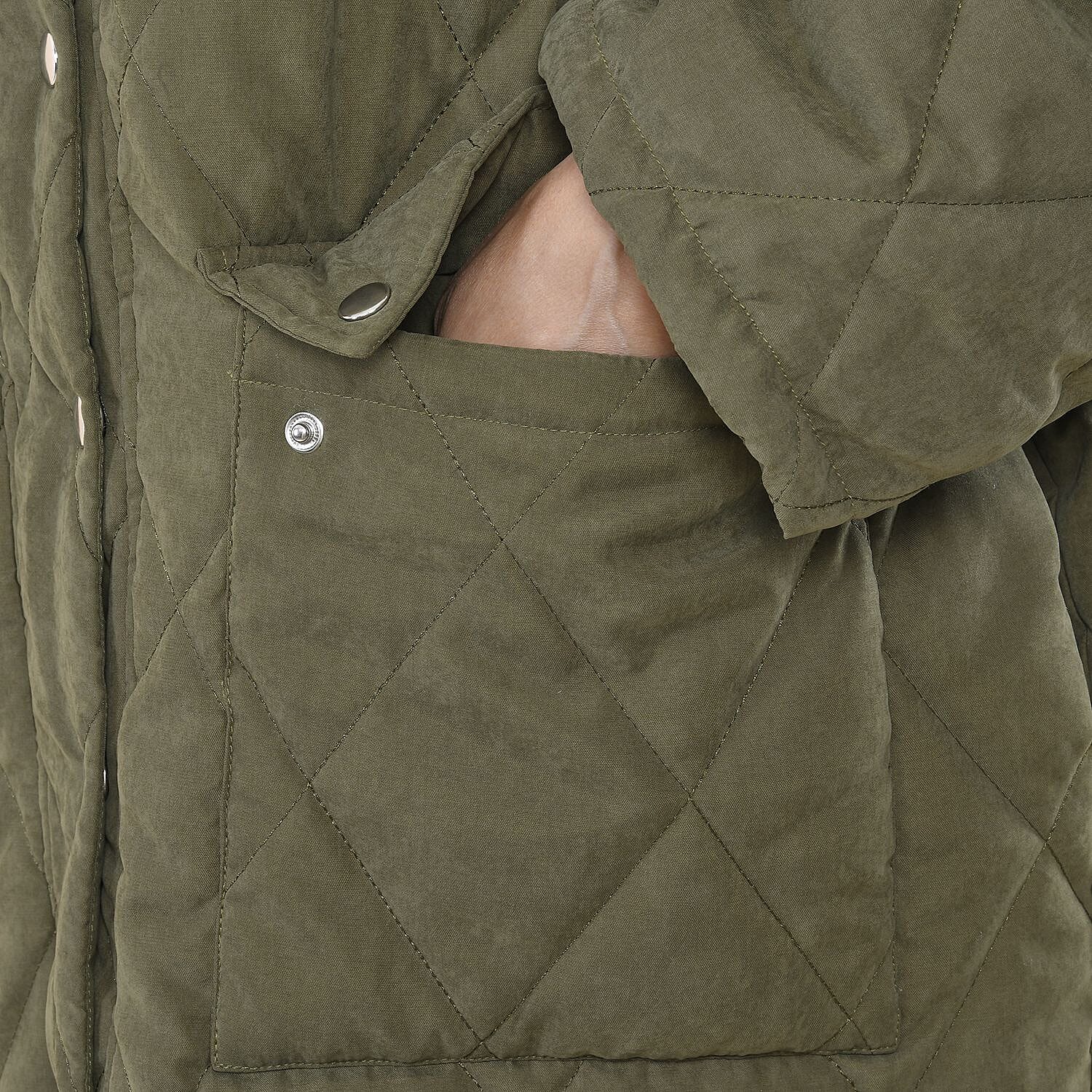 Tamsy Padded Coat with Two Pockets (Size M,12-14) - Green