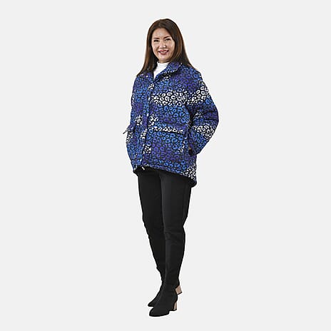 TAMSY Leopard Pattern Padded Long Sleeves Coat (Size S,8-10) - Blue