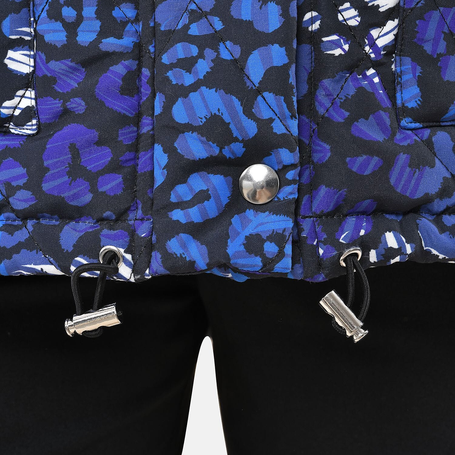 TAMSY Leopard Pattern Padded Long Sleeves Coat (Size S,8-10) - Blue