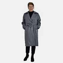 TAMSY Oversized Belted Coat with Adjustable Cuffs  - Dark Grey