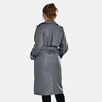 TAMSY Oversized Belted Coat with Adjustable Cuffs  - Dark Grey