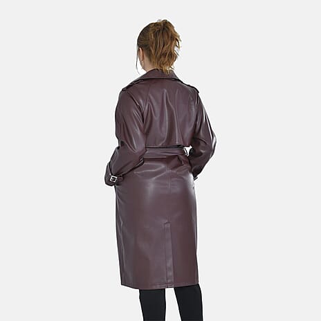 Tamsy Long Solid Coat with 2 Pockets (Size S) - Dark Coffee