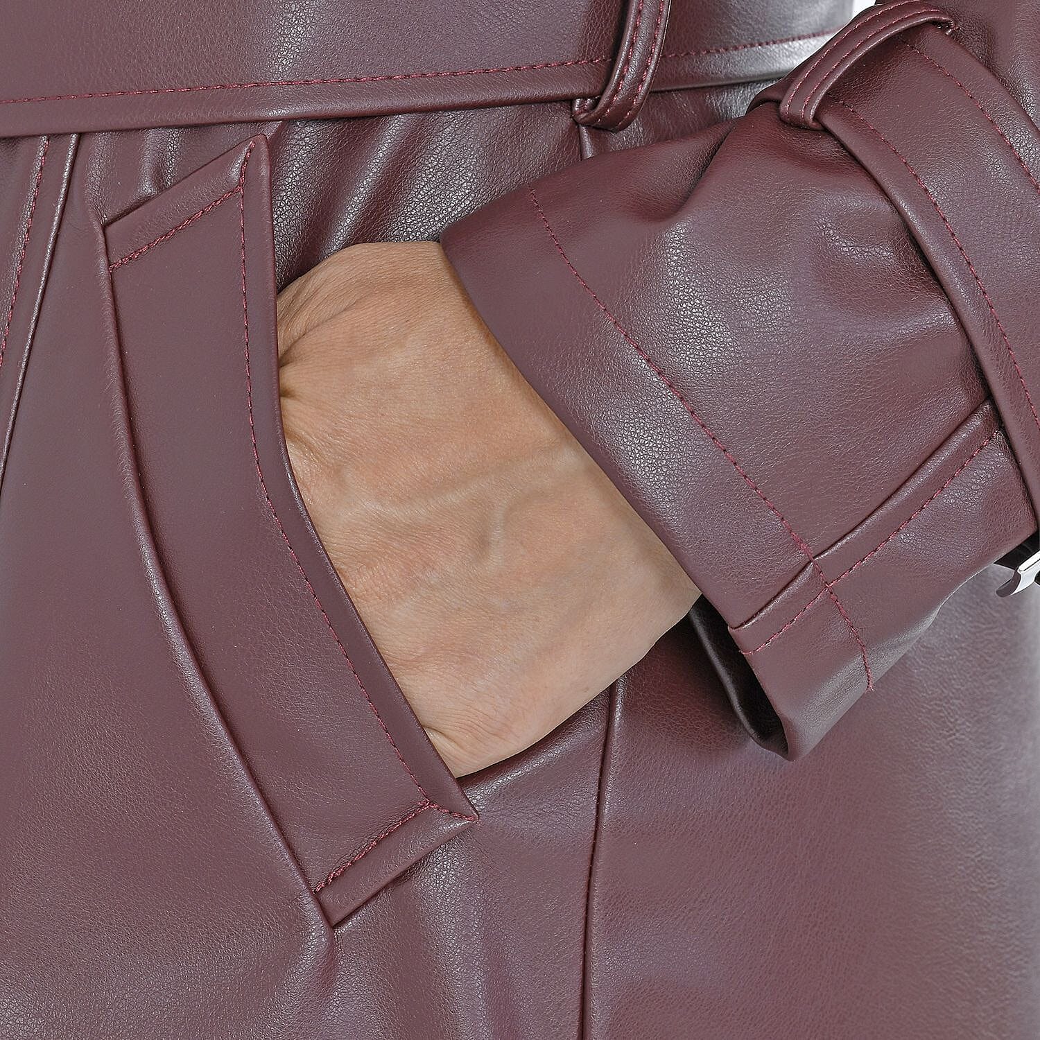 Tamsy PU Solid Coat (Size 112x77 ) - Dark Coffee & Coffee Tamsy PU Solid Coat (Size 112x77 ) - Dark Coffee & Coffee
