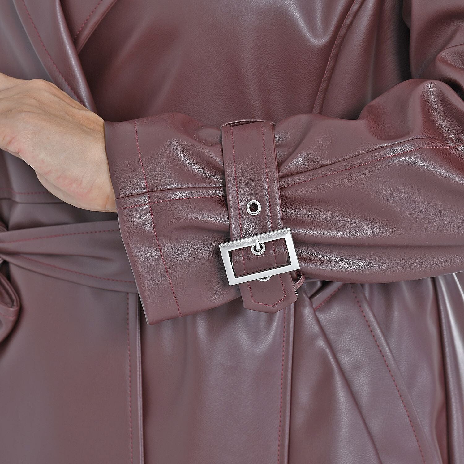 Tamsy PU Solid Coat (Size 112x77 ) - Dark Coffee & Coffee Tamsy PU Solid Coat (Size 112x77 ) - Dark Coffee & Coffee