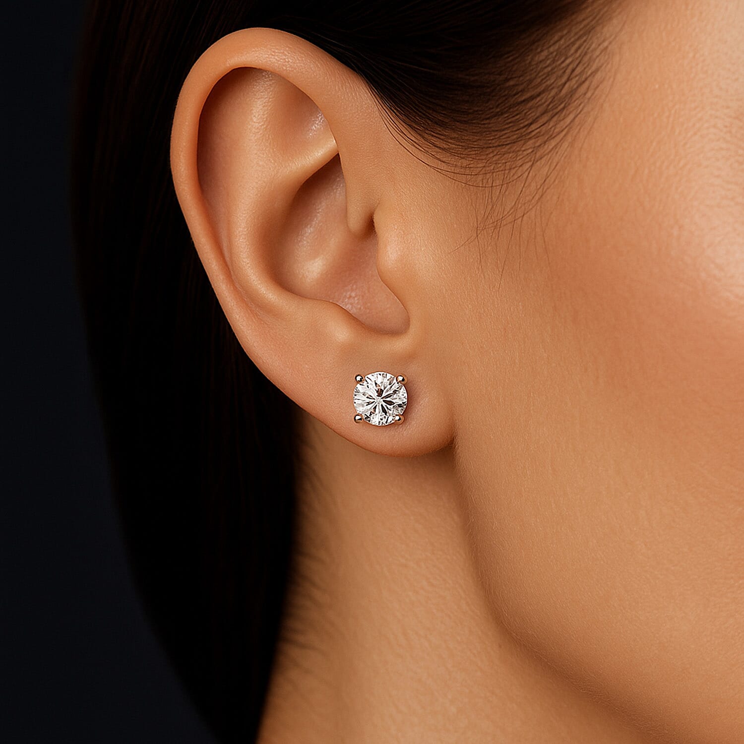 Biggest Deal of The Day - Moissanite Solitaire Stud Push Back Earrings in 18K Vermeil Yellow Gold Plated Sterling Silver