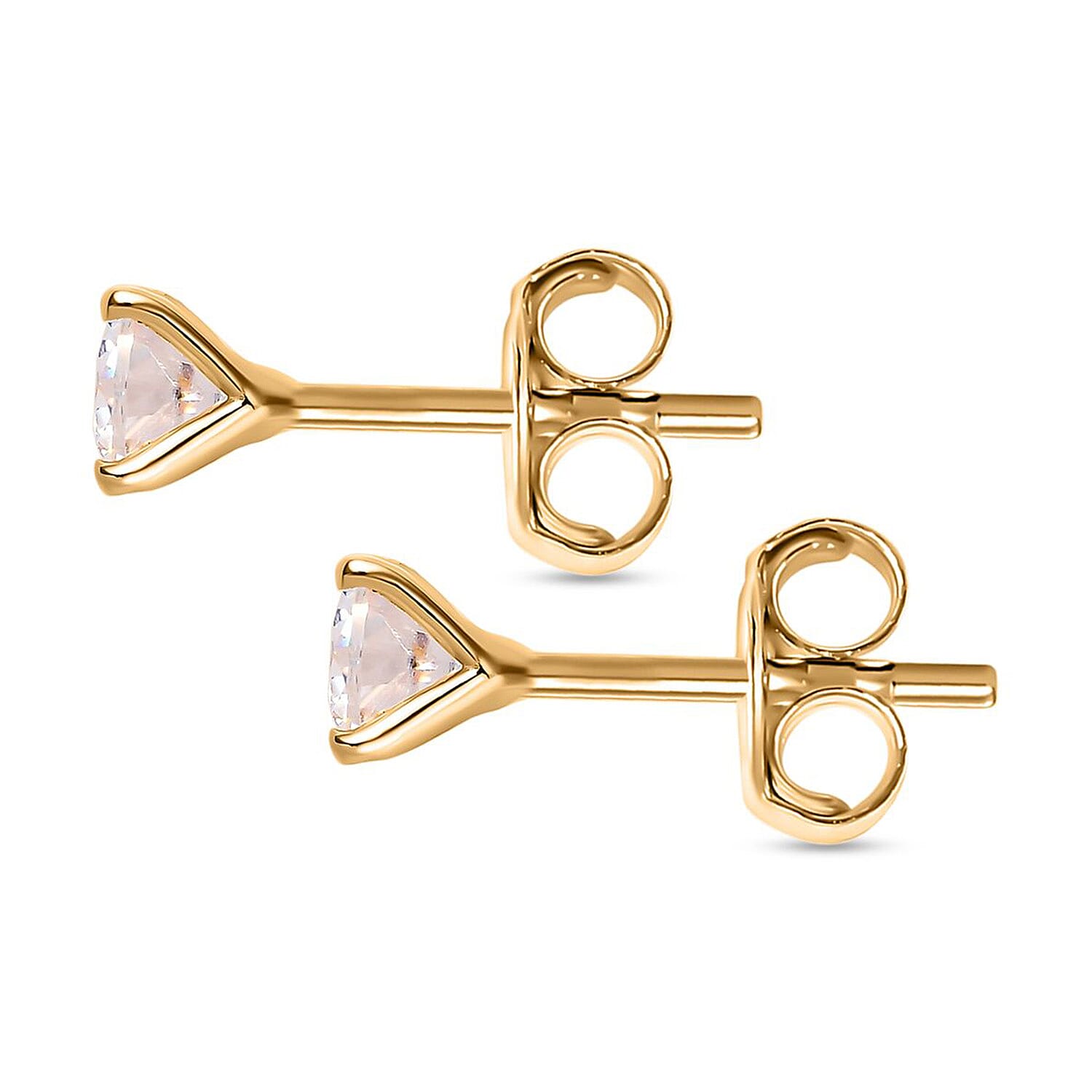 Biggest Deal of The Day - Moissanite Solitaire Stud Push Back Earrings in 18K Vermeil Yellow Gold Plated Sterling Silver