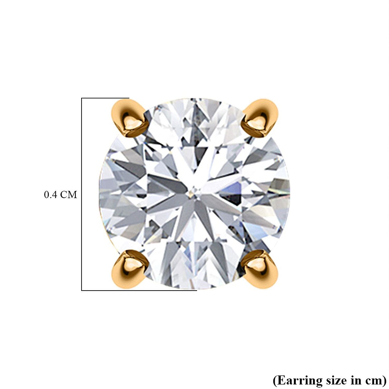 Biggest Deal of The Day - Moissanite Solitaire Stud Push Back Earrings in 18K Vermeil Yellow Gold Plated Sterling Silver