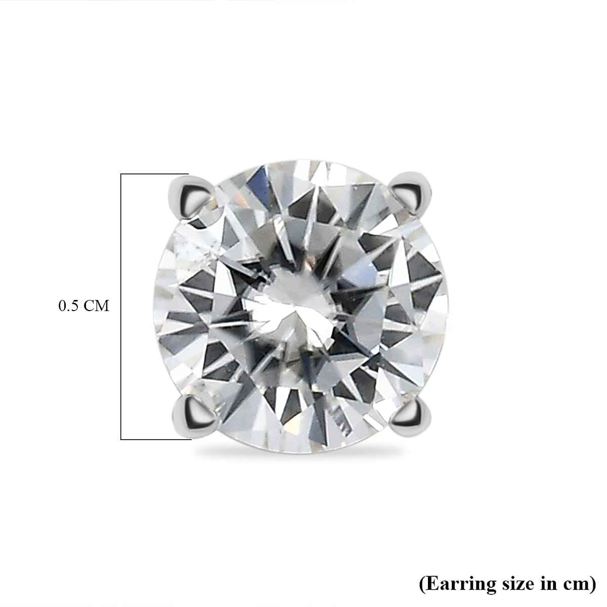 Moissanite Solitaire Stud Earrings (with Push Back) in Platinum Overlay Sterling Silver 1.13 Ct.