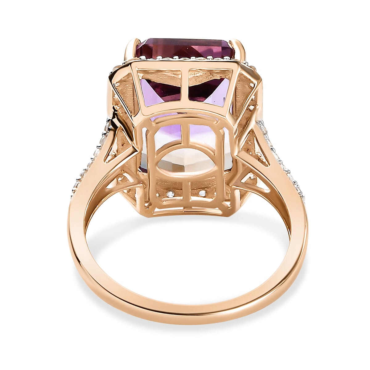 9K Yellow Gold Anahi Ametrine & Natural Zircon Ring 7.94 Ct.