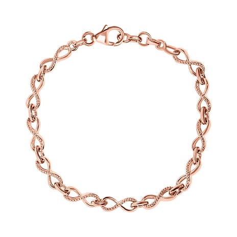 18K Rose Gold Vermeil Plated Sterling Silver Bracelet (Size - 6.5), Silver Wt. 6.20 Gms