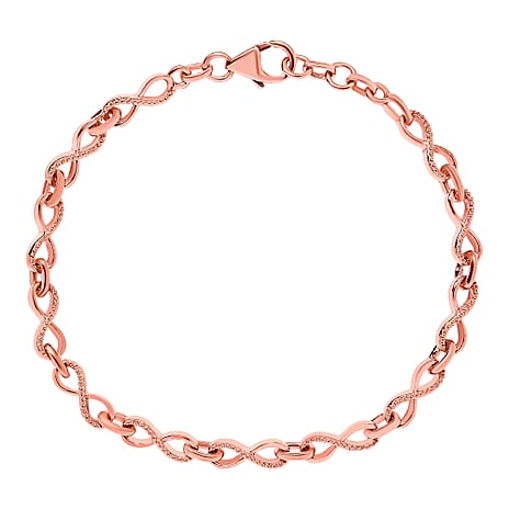 Infinity Knot Bracelet (Size - 7) in 18K Vermeil Rose Gold Plated Sterling Silver, Silver Wt. 6.50 Gms.