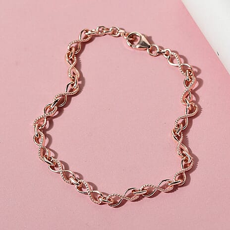 Infinity Knot Bracelet (Size - 7) in 18K Vermeil Rose Gold Plated Sterling Silver, Silver Wt. 6.50 Gms.