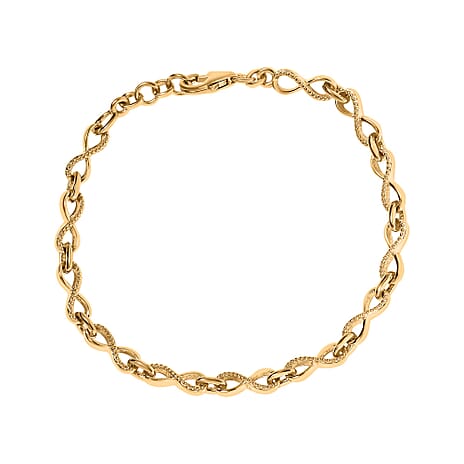Infinity Knot Link Bracelet (Size - 7) in 18K Vermeil Yellow Gold Plated Sterling Silver, Silver Wt. 6.25 Gms.