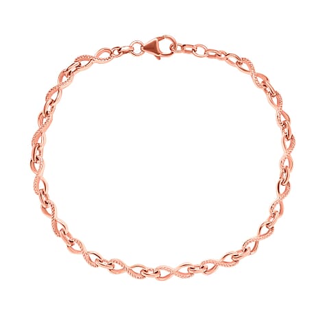Infinity Knot Bracelet (Size - 8) in 18K Vermeil Rose Gold Plated Sterling Silver, Silver Wt. 7.48 Gms.