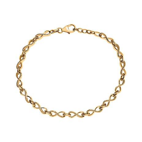 Infinity Knot Bracelet (Size 8) in 18K Vermeil Yellow Gold Plated Sterling Silver, Silver Wt. 7.13 Gms.