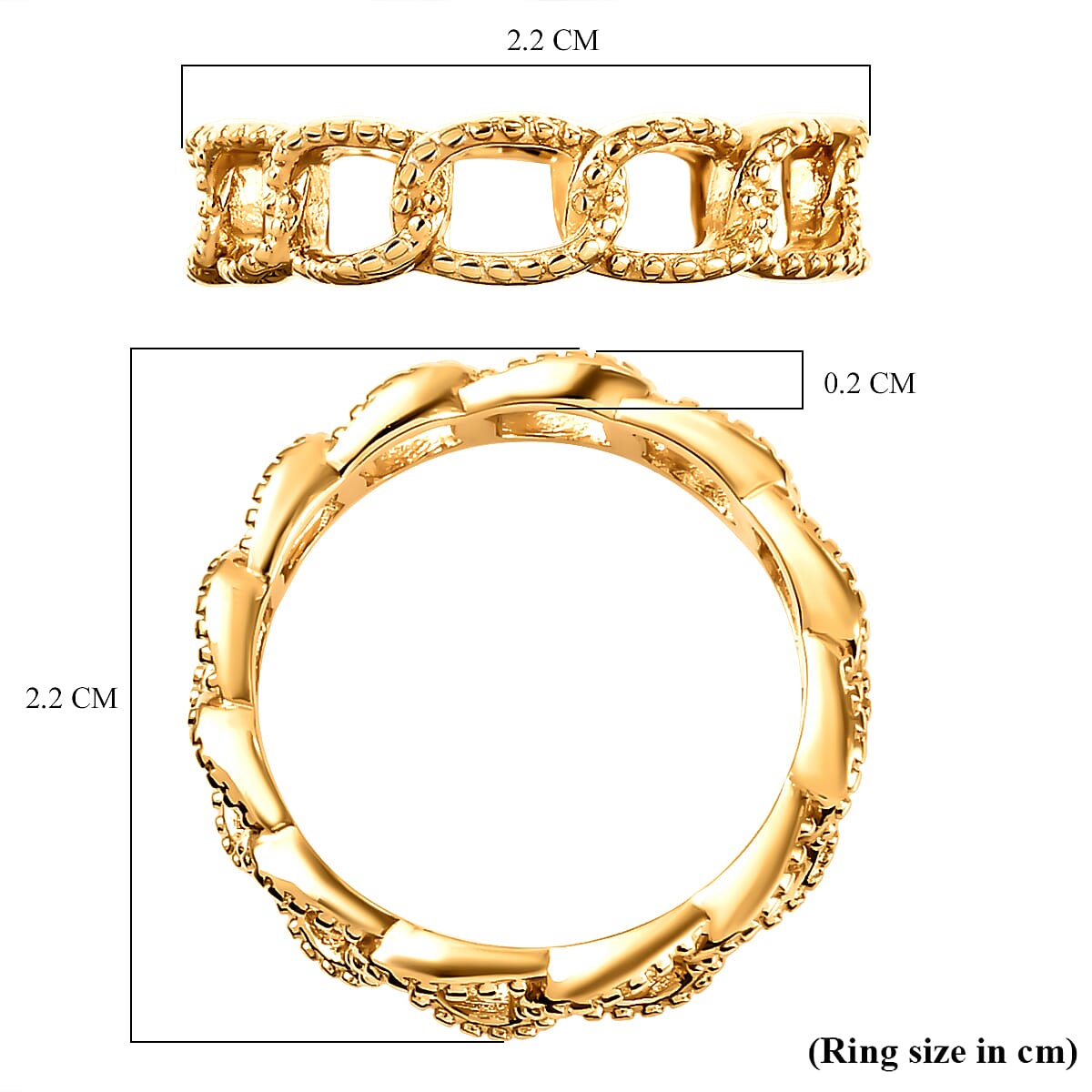 Diamond Curb Ring in Yellow Gold Overlay Sterling Silver