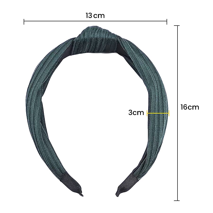 Set of 3 - Cross Knotted Headbands - Grey, White & Dark Green