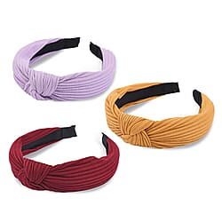 Set of 3 - Cross Knotted Headbands - Grey, White & Dark Green