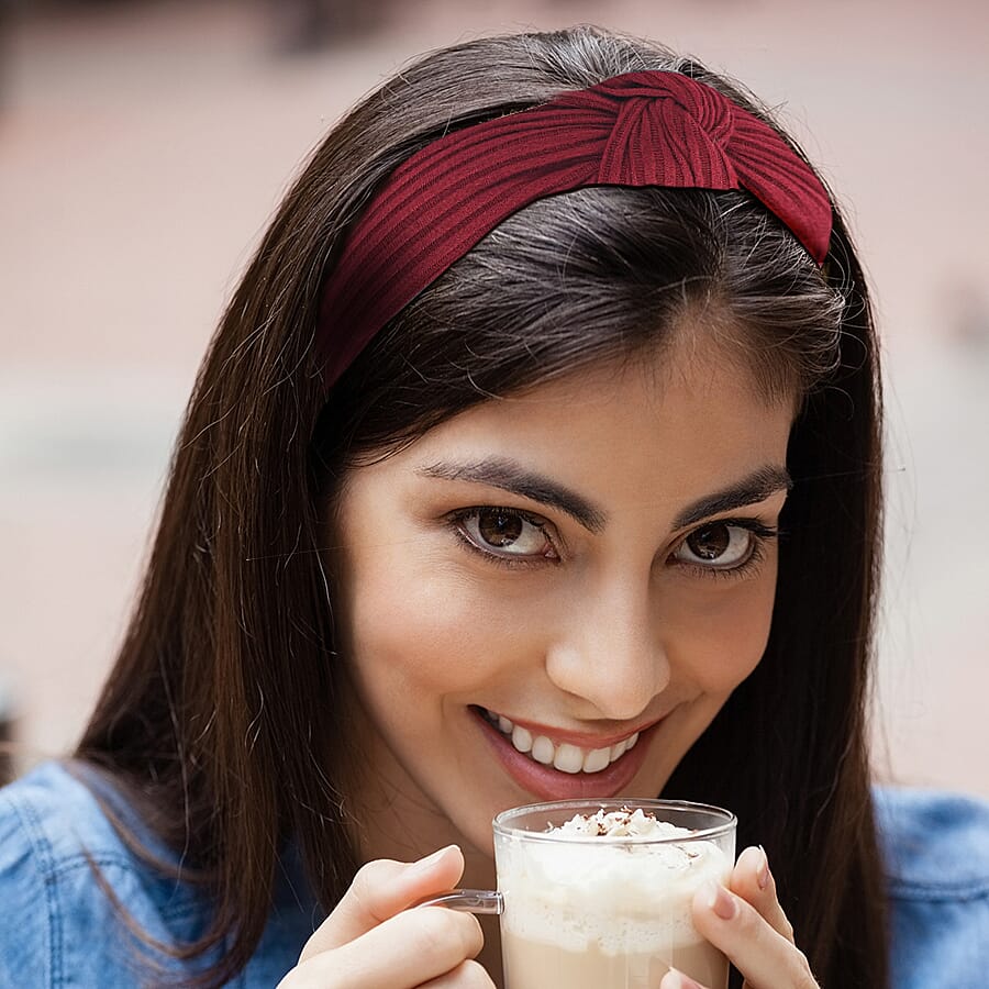 Set of 3 - Cross Knotted Headbands - Maroon, Violet & Mustard